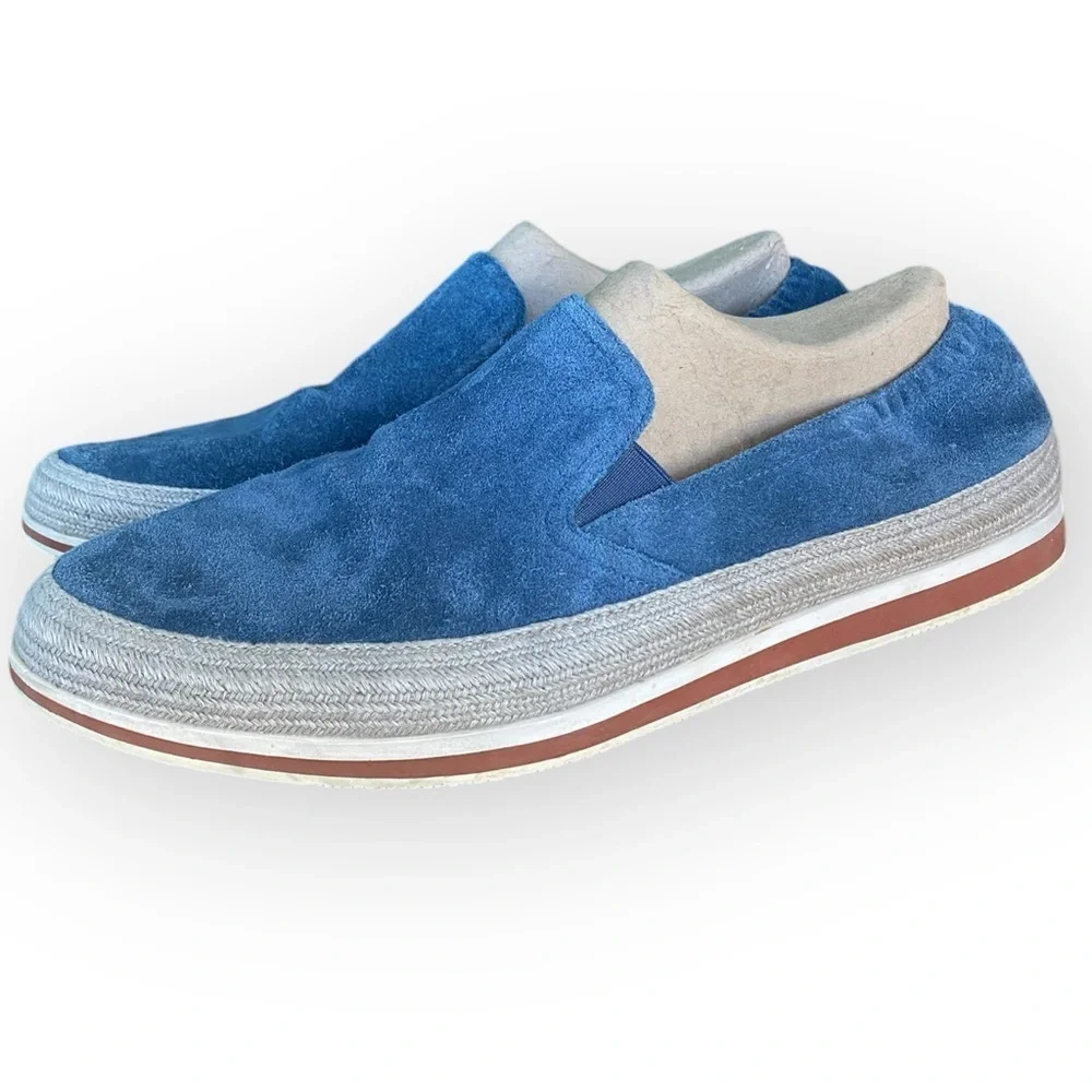 P4 Prada Sport Blue Suede Linea Rossa Espadrille Loafers‎